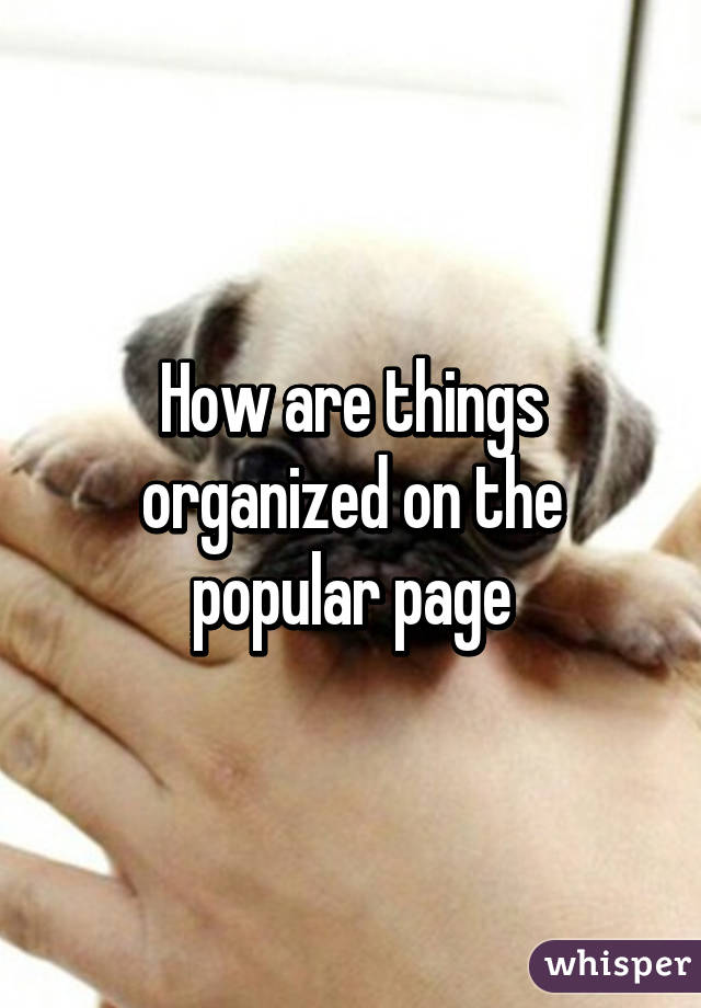 How are things organized on the popular page