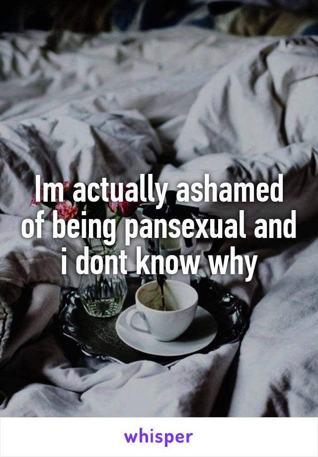 Im actually ashamed of being pansexual and i dont know why