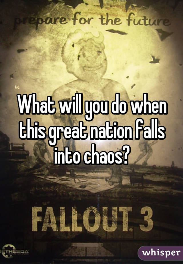 What will you do when this great nation falls into chaos?