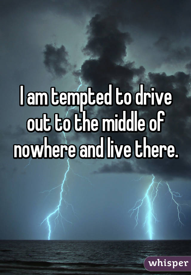 I am tempted to drive out to the middle of nowhere and live there. 