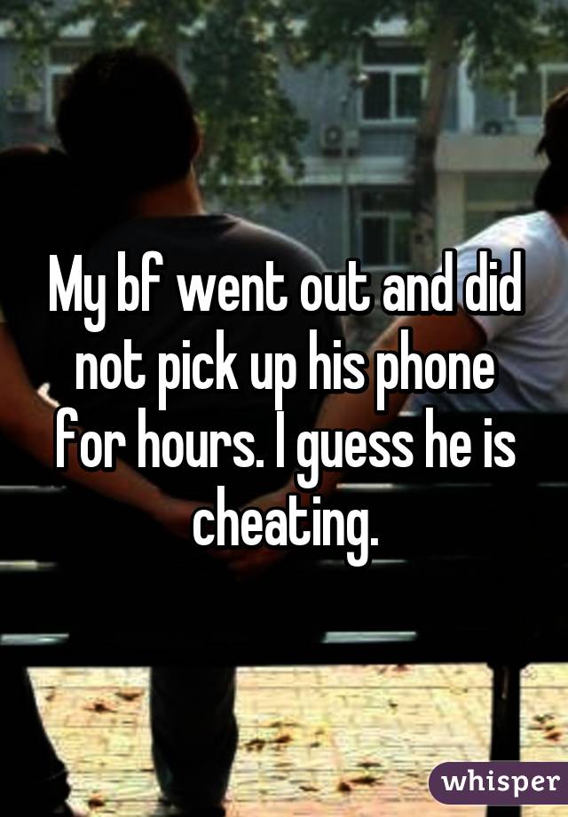 My bf went out and did not pick up his phone for hours. I guess he is cheating.