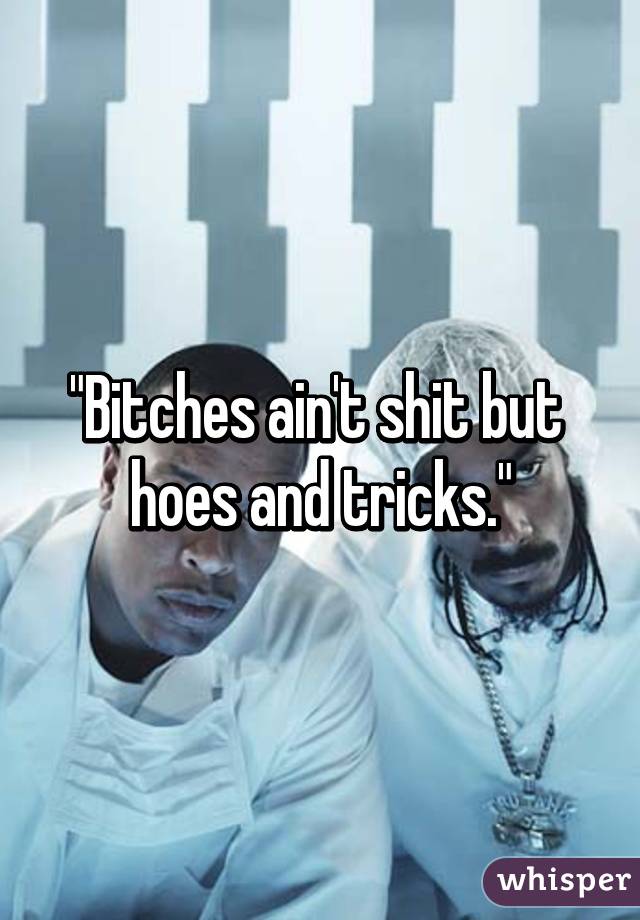 "Bitches ain't shit but 
hoes and tricks."