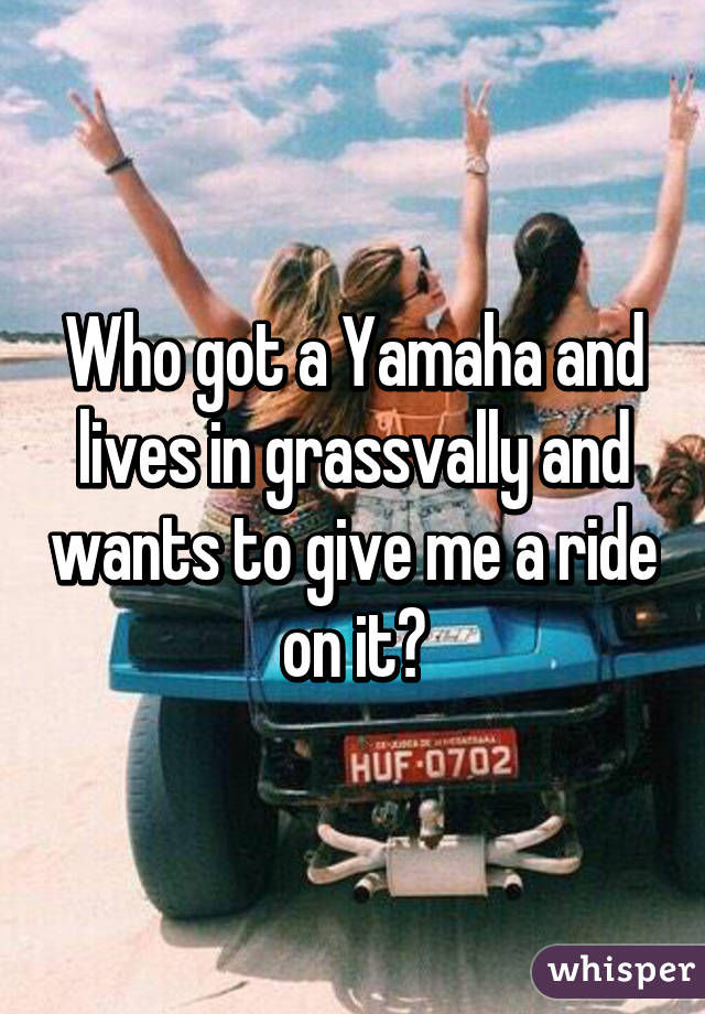 Who got a Yamaha and lives in grassvally and wants to give me a ride on it?