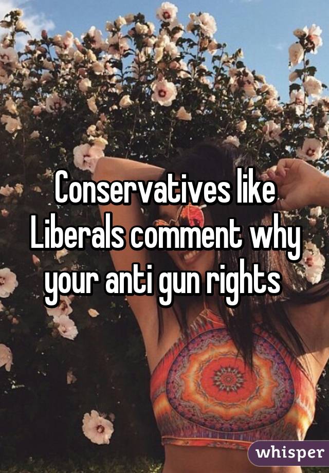 Conservatives like
Liberals comment why your anti gun rights 