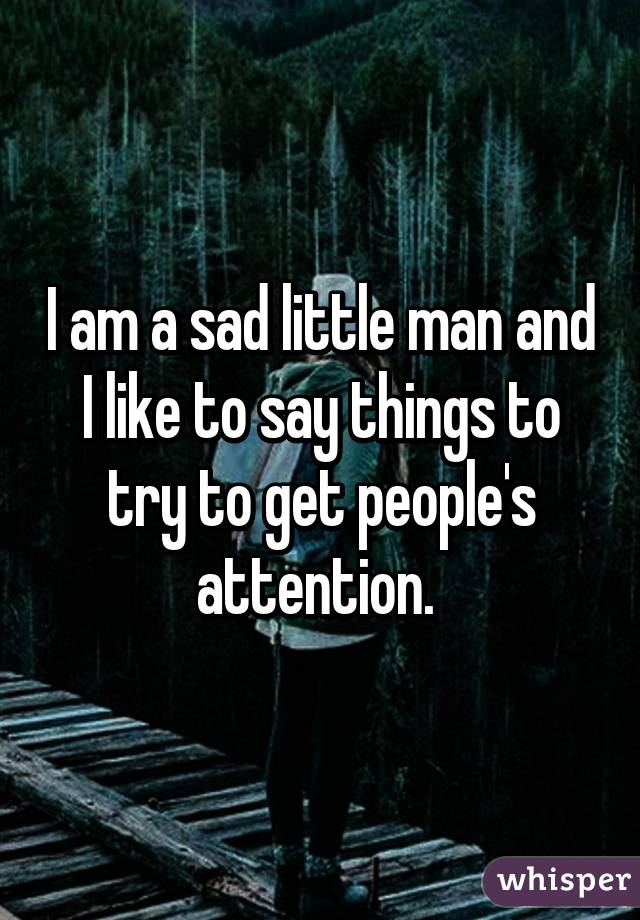 I am a sad little man and I like to say things to try to get people's attention. 