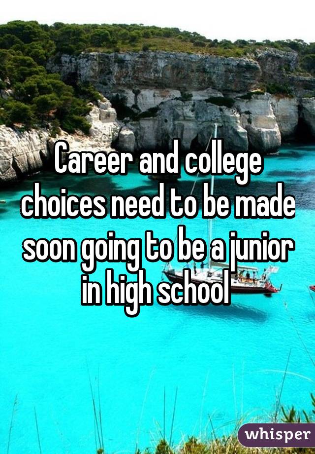 Career and college choices need to be made soon going to be a junior in high school 