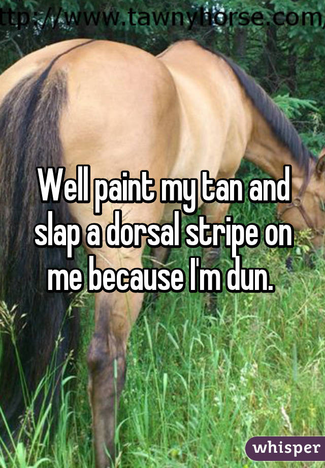 Well paint my tan and slap a dorsal stripe on me because I'm dun. 