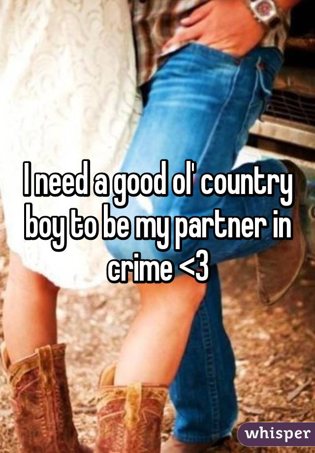 I need a good ol' country boy to be my partner in crime <3