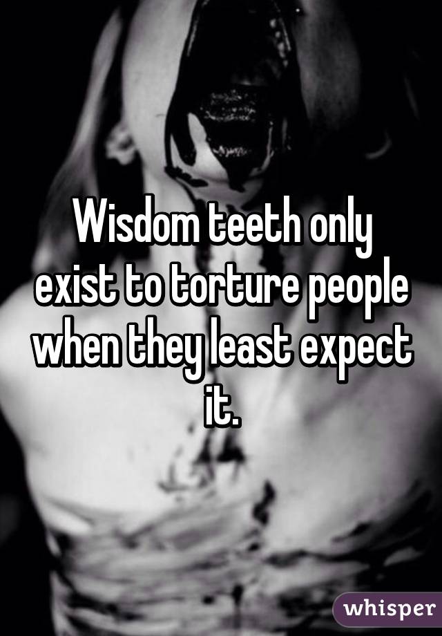 Wisdom teeth only exist to torture people when they least expect it.