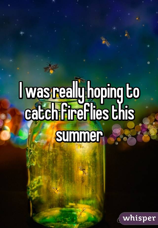 I was really hoping to catch fireflies this summer