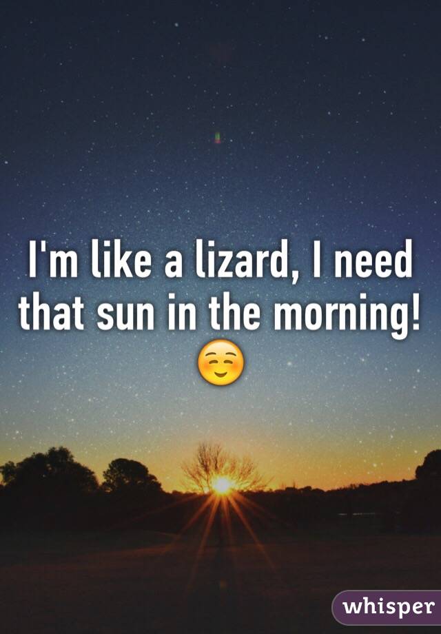 I'm like a lizard, I need that sun in the morning! ☺️