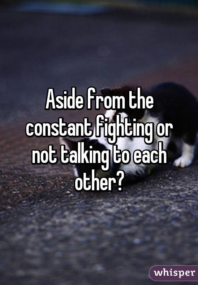 Aside from the constant fighting or not talking to each other?