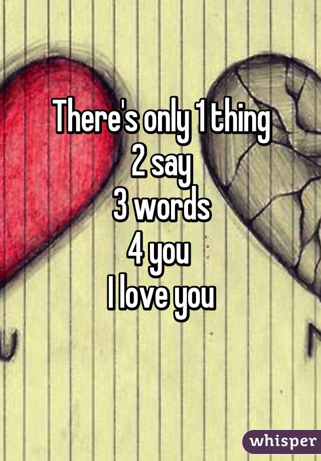 There's only 1 thing
2 say
3 words
4 you 
I love you
