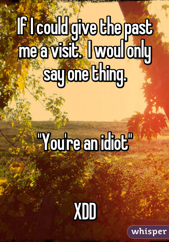 If I could give the past me a visit.  I woul only say one thing.


"You're an idiot"


XDD