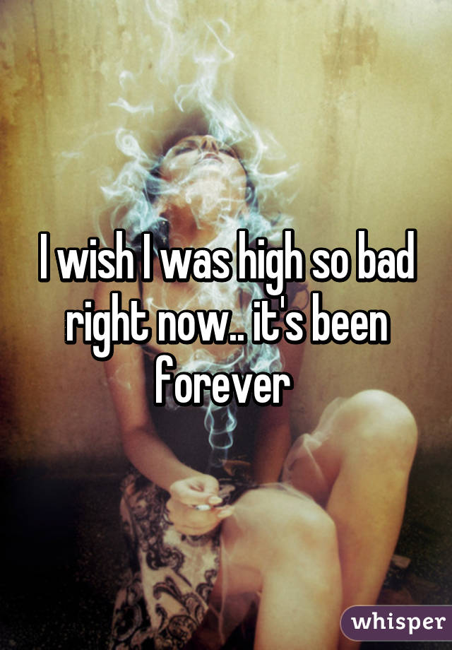 I wish I was high so bad right now.. it's been forever 