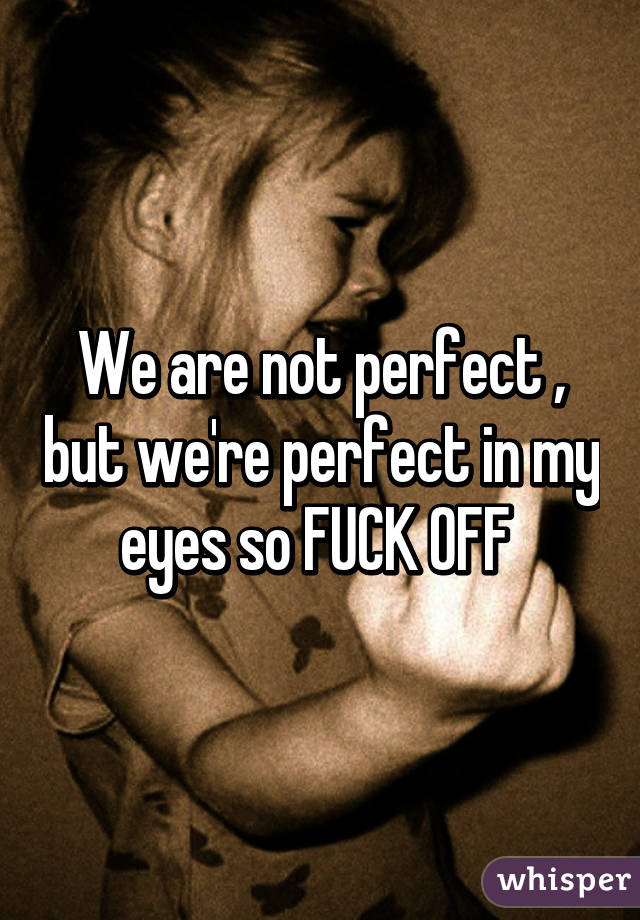 We are not perfect , but we're perfect in my eyes so FUCK OFF 