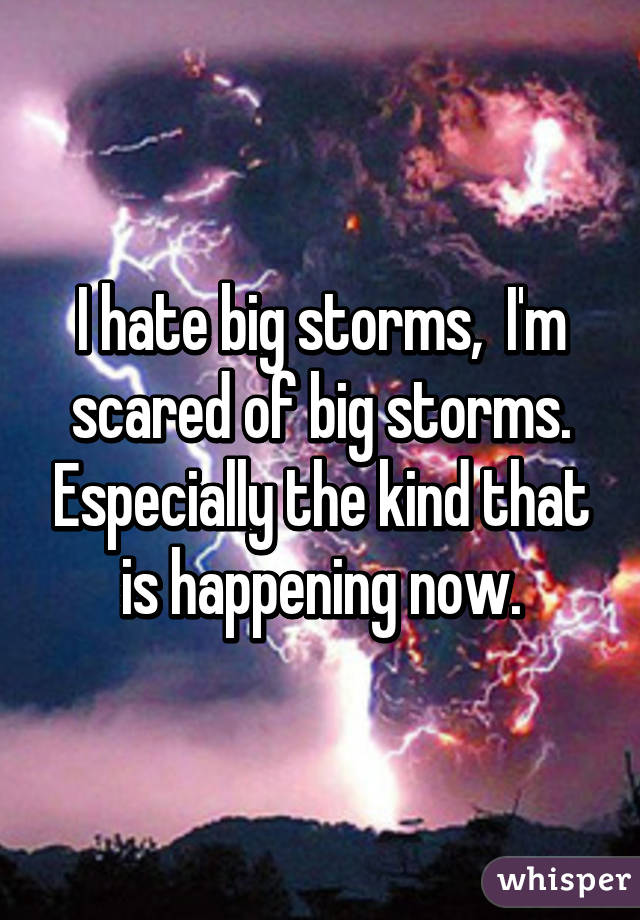 I hate big storms,  I'm scared of big storms. Especially the kind that is happening now.