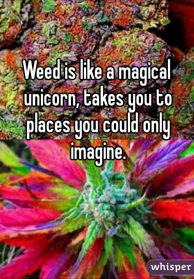 Weed is like a magical unicorn, takes you to places you could only imagine.