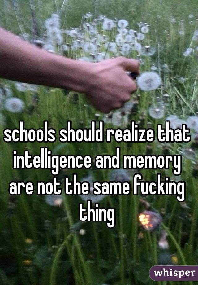 schools should realize that intelligence and memory are not the same fucking thing