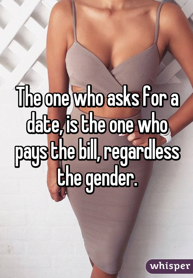 The one who asks for a date, is the one who pays the bill, regardless the gender.