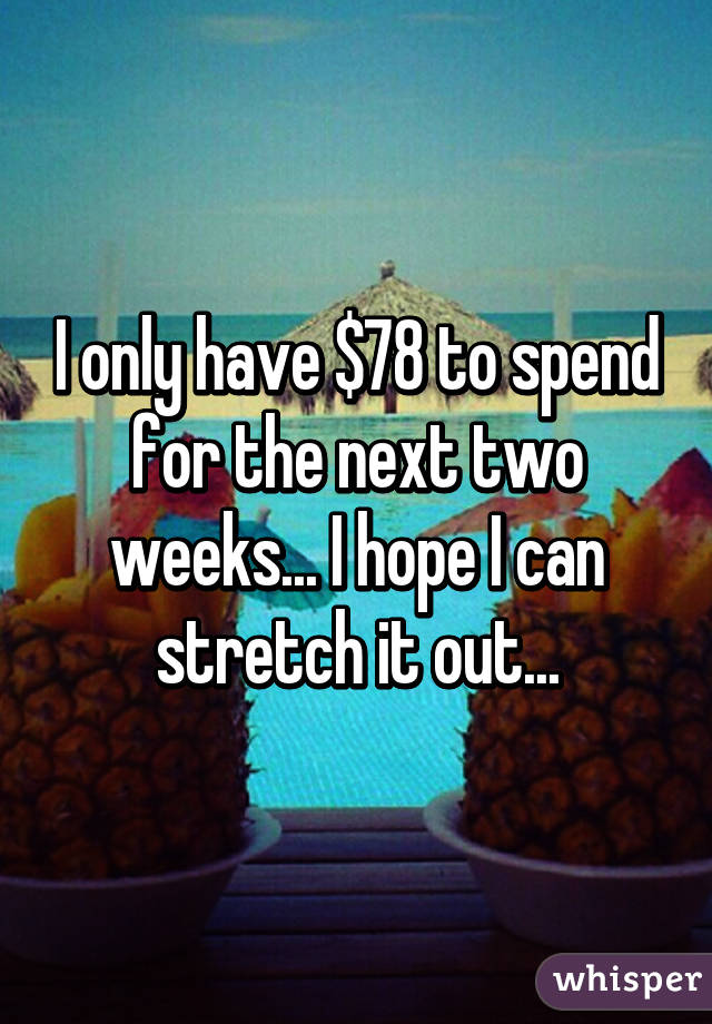 I only have $78 to spend for the next two weeks... I hope I can stretch it out...