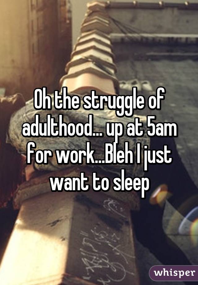 Oh the struggle of adulthood... up at 5am for work...Bleh I just want to sleep