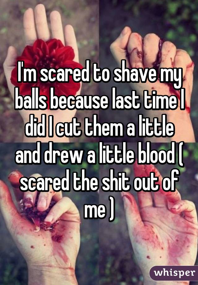 I'm scared to shave my balls because last time I did I cut them a little and drew a little blood ( scared the shit out of me )