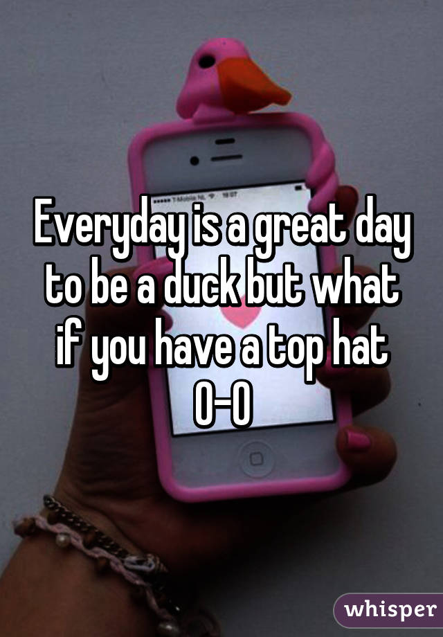 Everyday is a great day to be a duck but what if you have a top hat O-O