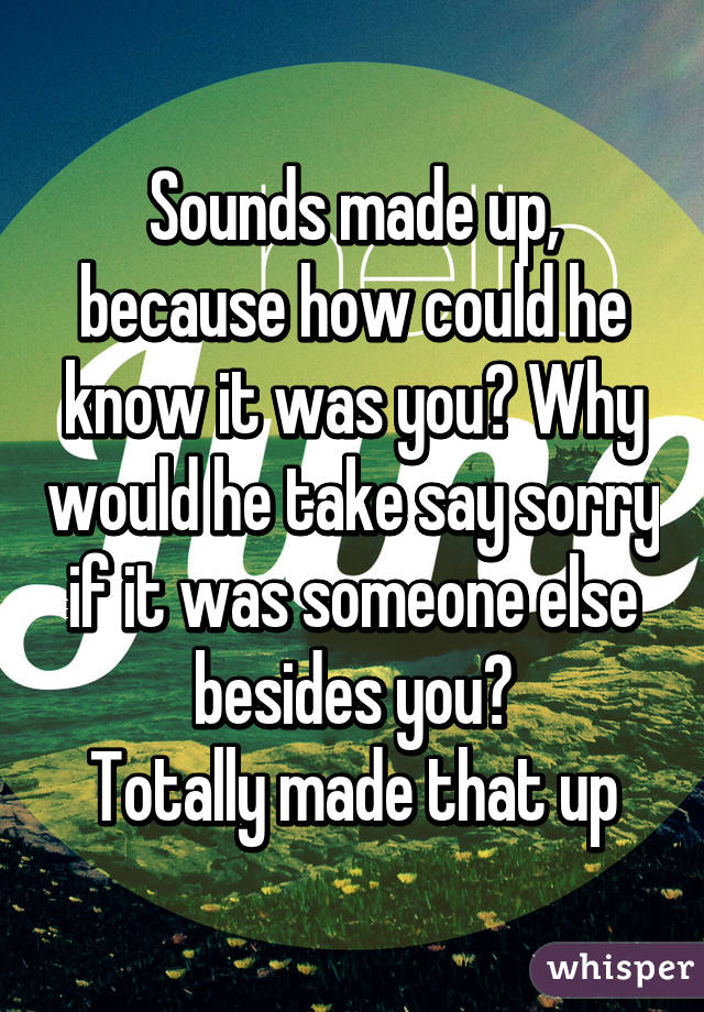 Sounds made up, because how could he know it was you? Why would he take say sorry if it was someone else besides you?
Totally made that up