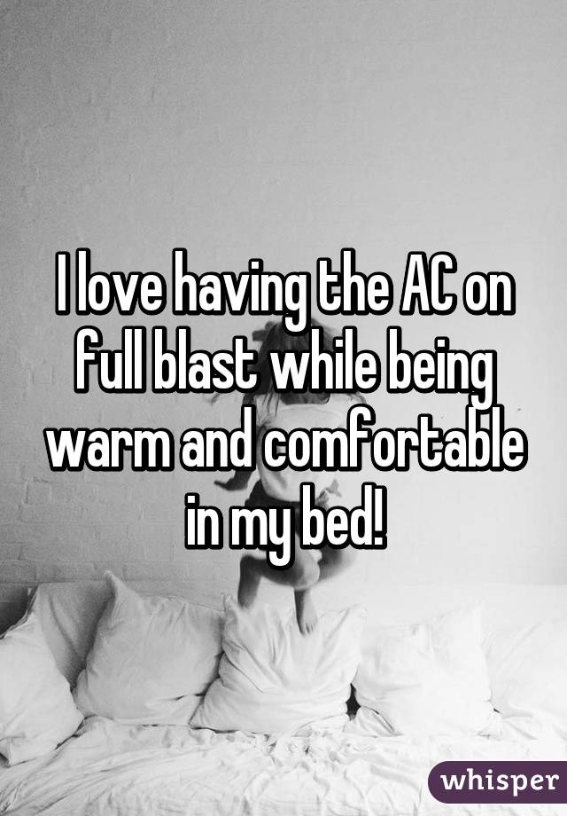 I love having the AC on full blast while being warm and comfortable in my bed!