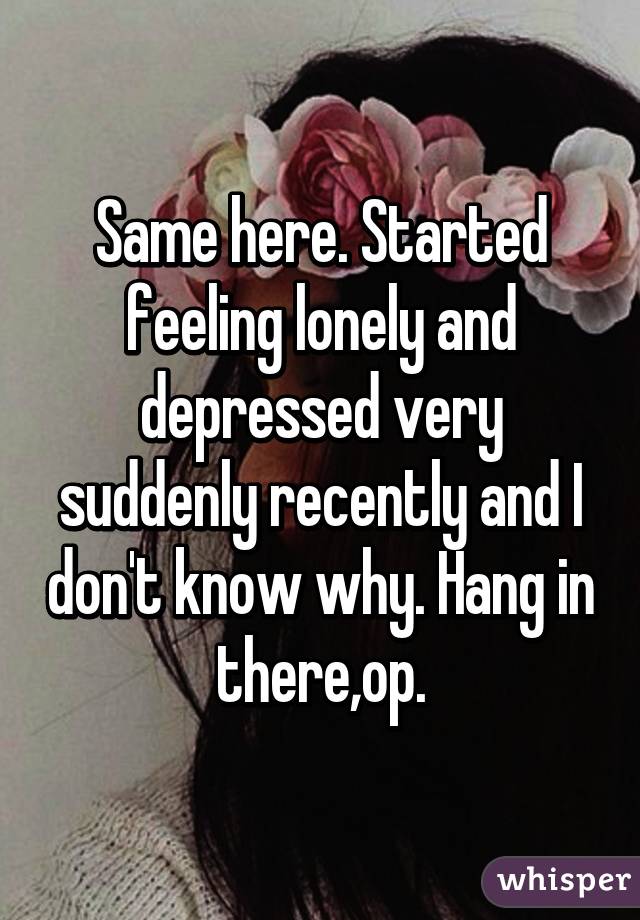 Same here. Started feeling lonely and depressed very suddenly recently and I don't know why. Hang in there,op.