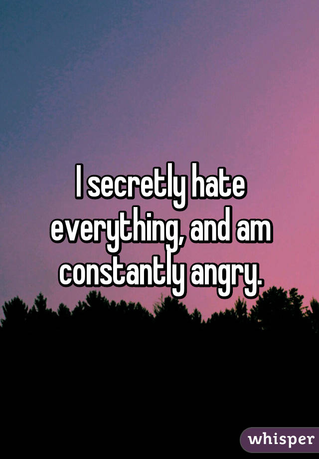 I secretly hate everything, and am constantly angry.