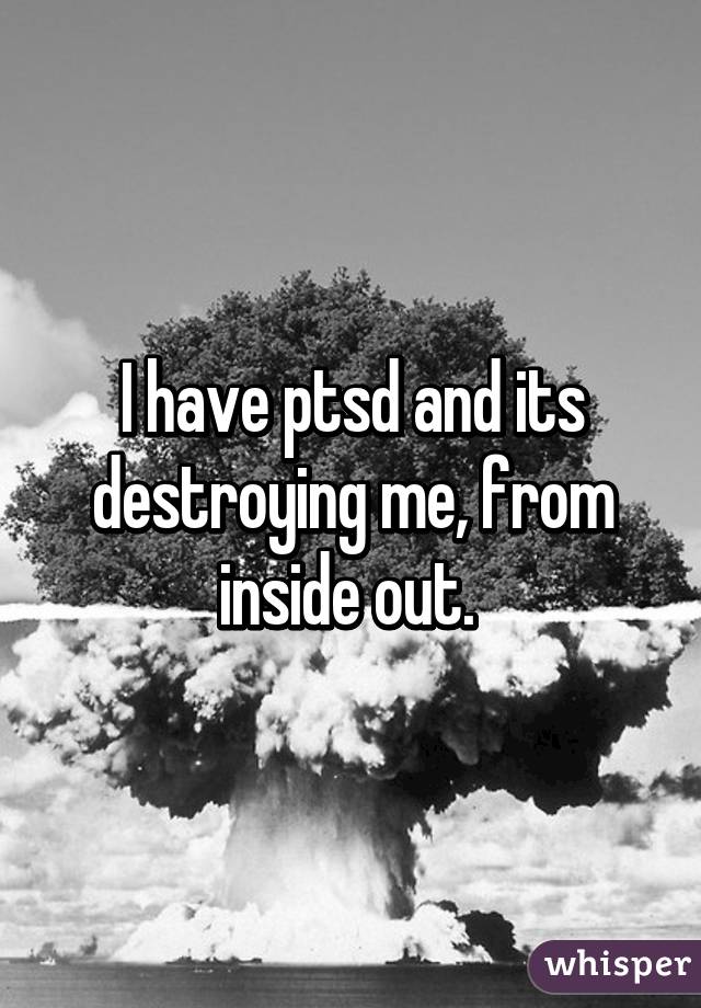 I have ptsd and its destroying me, from inside out. 