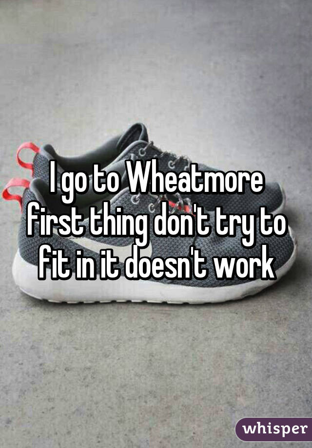 I go to Wheatmore first thing don't try to fit in it doesn't work