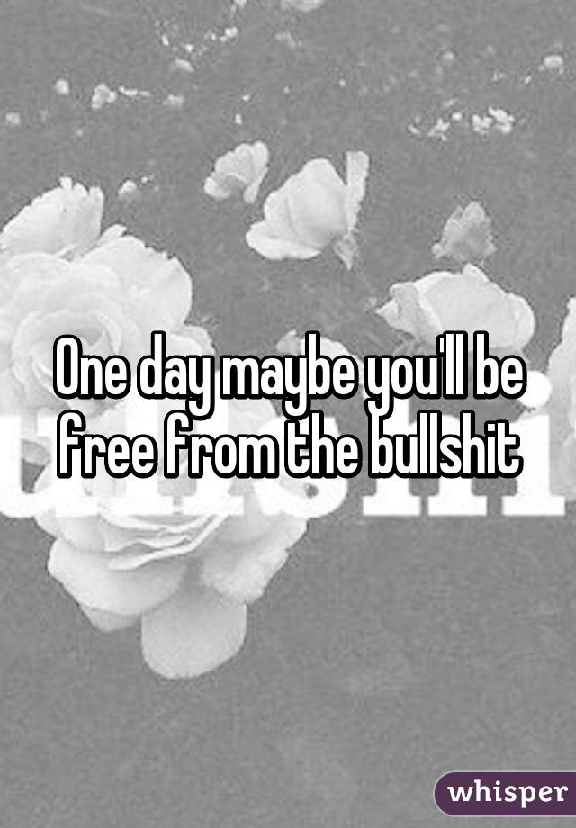 One day maybe you'll be free from the bullshit