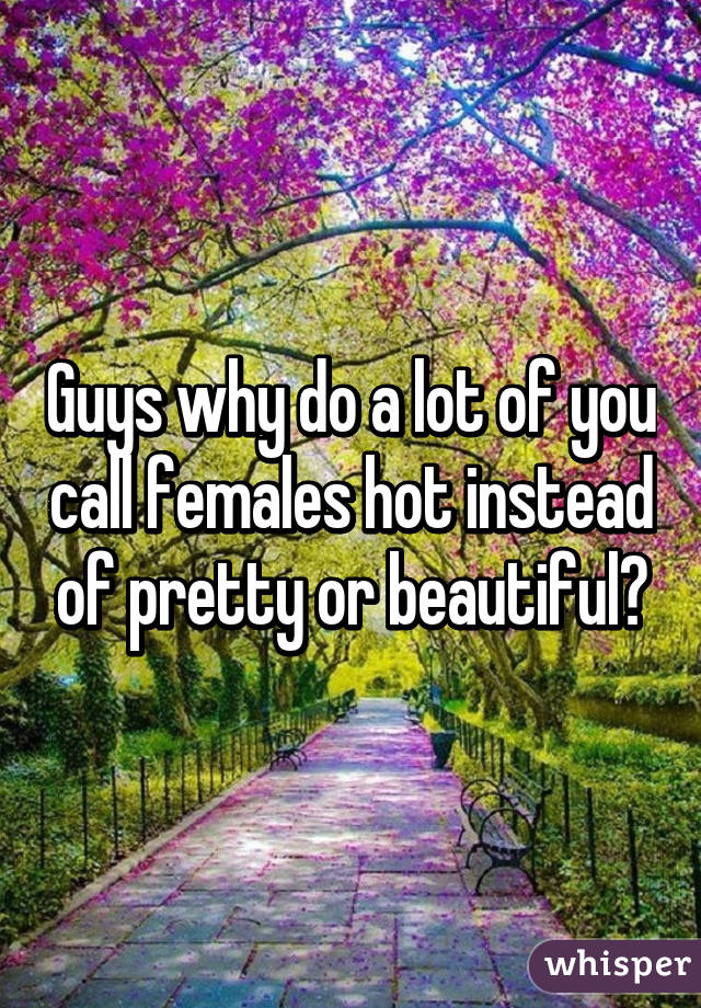 Guys why do a lot of you call females hot instead of pretty or beautiful?