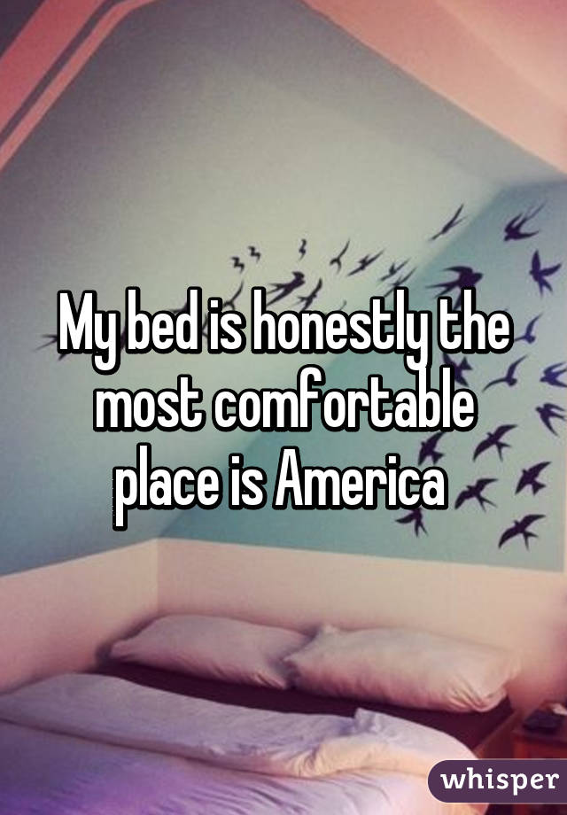 My bed is honestly the most comfortable place is America 