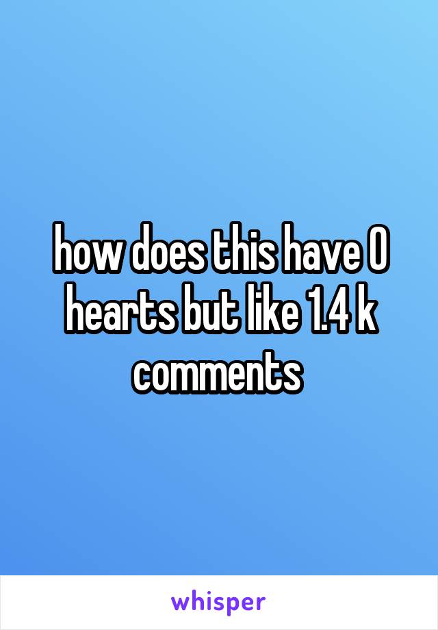 how does this have 0 hearts but like 1.4 k comments 