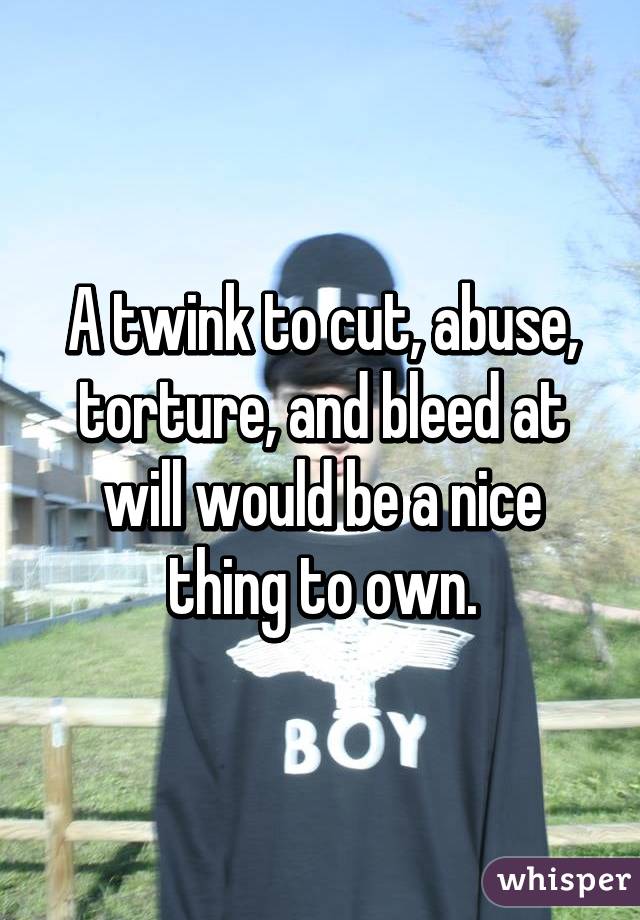 A twink to cut, abuse, torture, and bleed at will would be a nice thing to own.