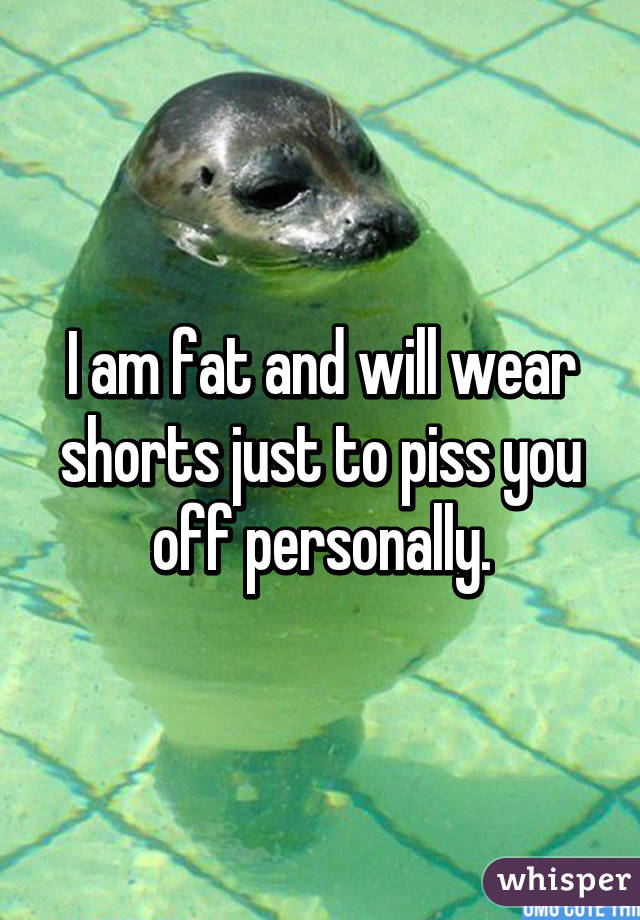 I am fat and will wear shorts just to piss you off personally.