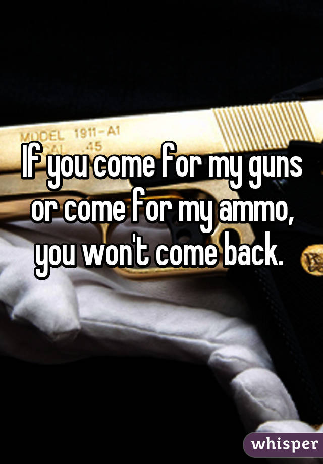 If you come for my guns or come for my ammo, you won't come back. 
