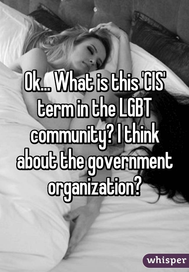 Ok... What is this 'CIS' term in the LGBT community? I think about the government organization?