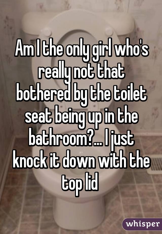 Am I the only girl who's really not that bothered by the toilet seat being up in the bathroom?... I just knock it down with the top lid 