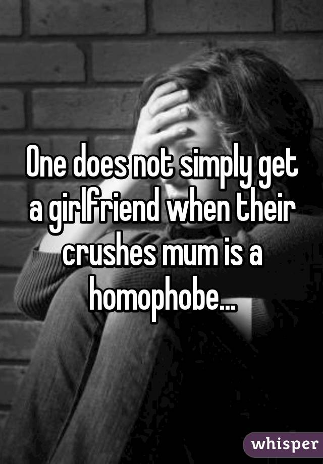 One does not simply get a girlfriend when their crushes mum is a homophobe...