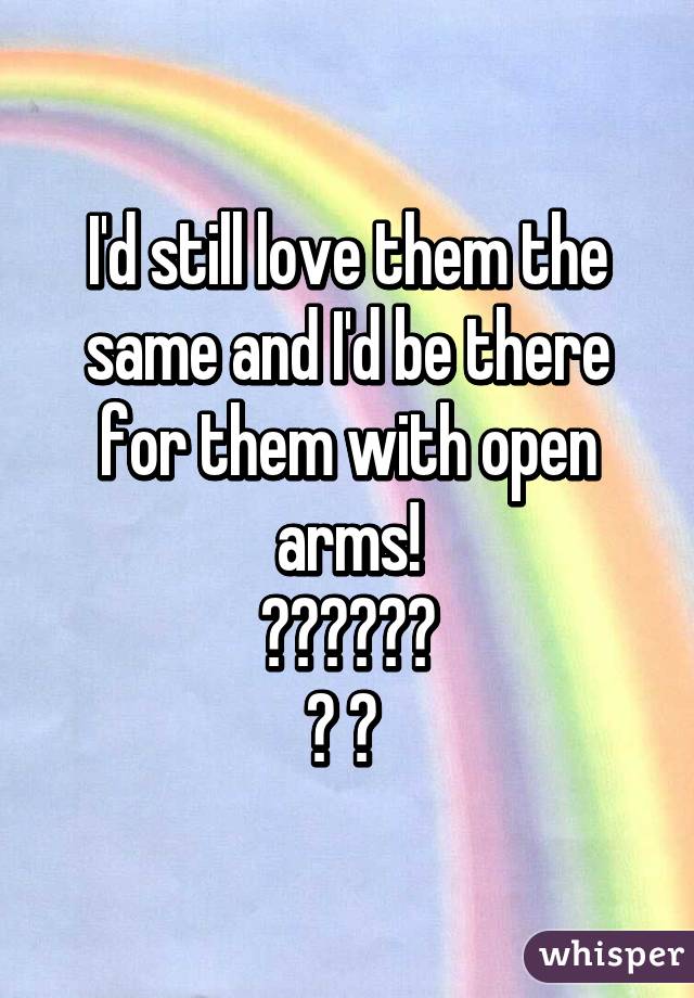 I'd still love them the same and I'd be there for them with open arms!
❤️💛💚💙💜
👬 👭 