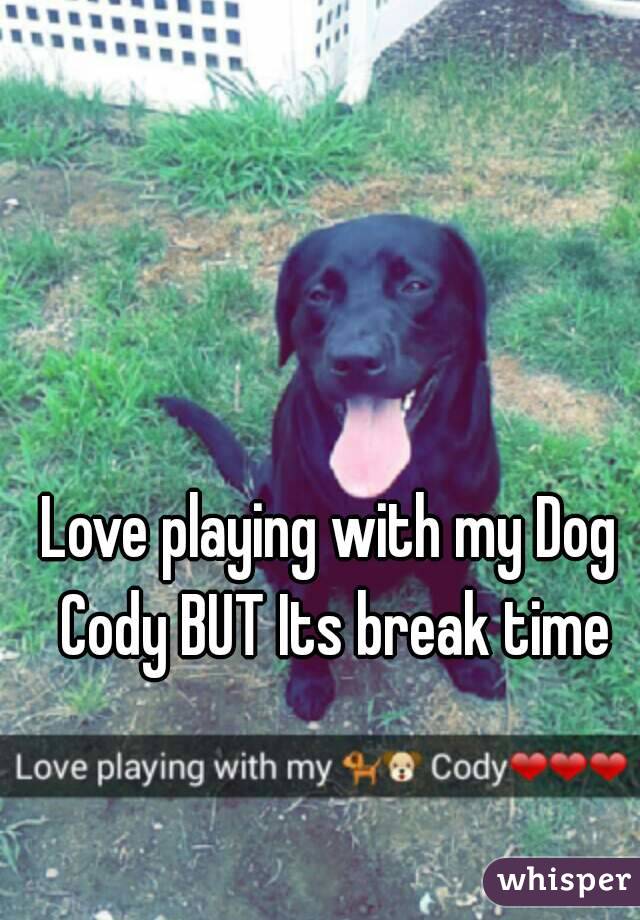 Love playing with my Dog Cody BUT Its break time