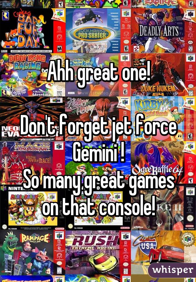 Ahh great one!

Don't forget jet force Gemini !
So many great games on that console!