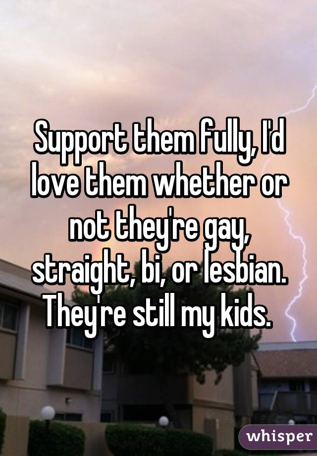 Support them fully, I'd love them whether or not they're gay, straight, bi, or lesbian. They're still my kids. 