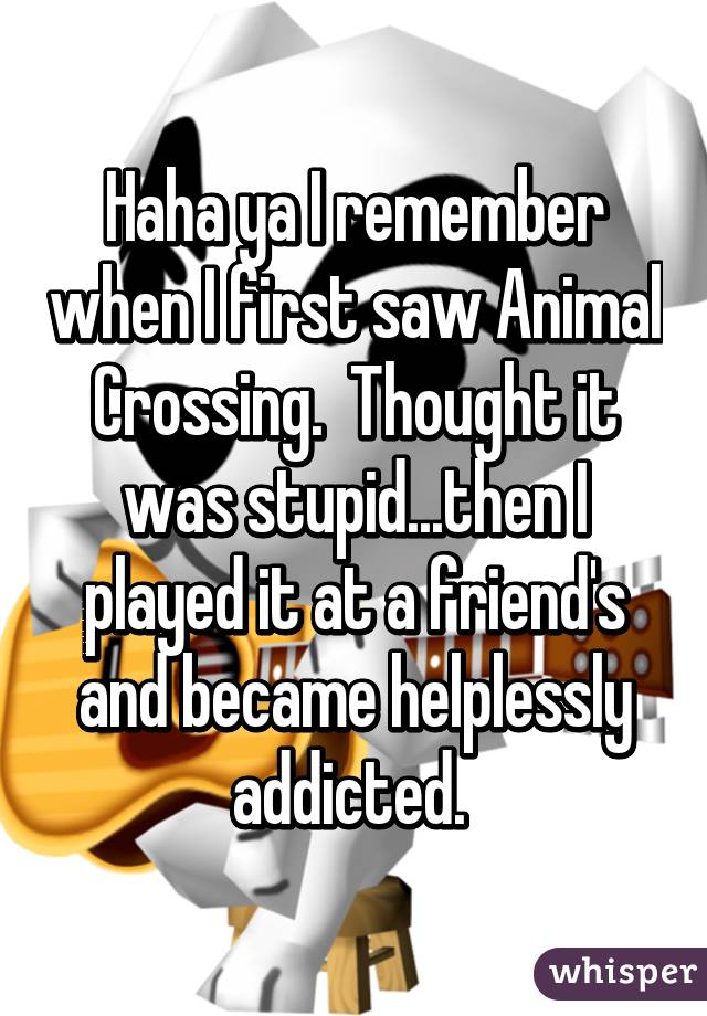 Haha ya I remember when I first saw Animal Crossing.  Thought it was stupid...then I played it at a friend's and became helplessly addicted. 