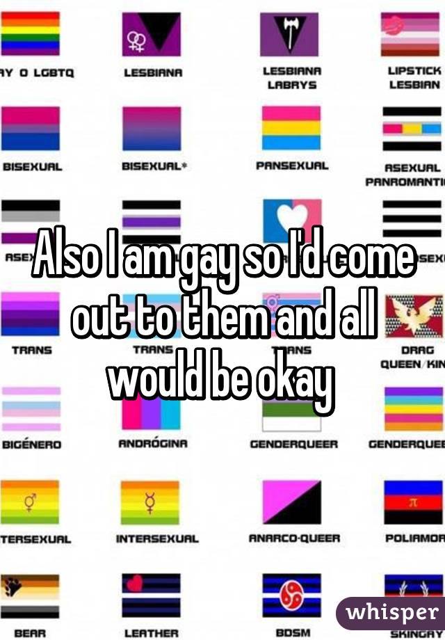 Also I am gay so I'd come out to them and all would be okay 